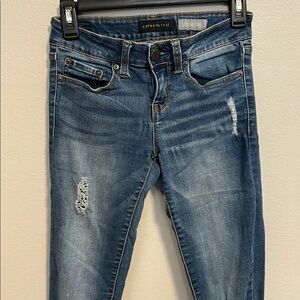 Aeropostale Blue Jeggings with Distressed Detailing